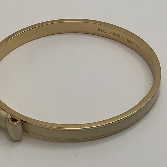 Kate Spade New York TAKE A BOW Gold & Cream/Idiom Gold-Tone Bangle Brace… - Picture 4 of 10